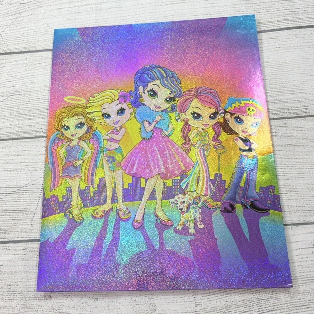 Lisa Frank Y2K FEARLESS Glitter Pocket Folder Unpunched New